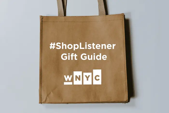 WNYC's Shop Listener on a brown tote bag